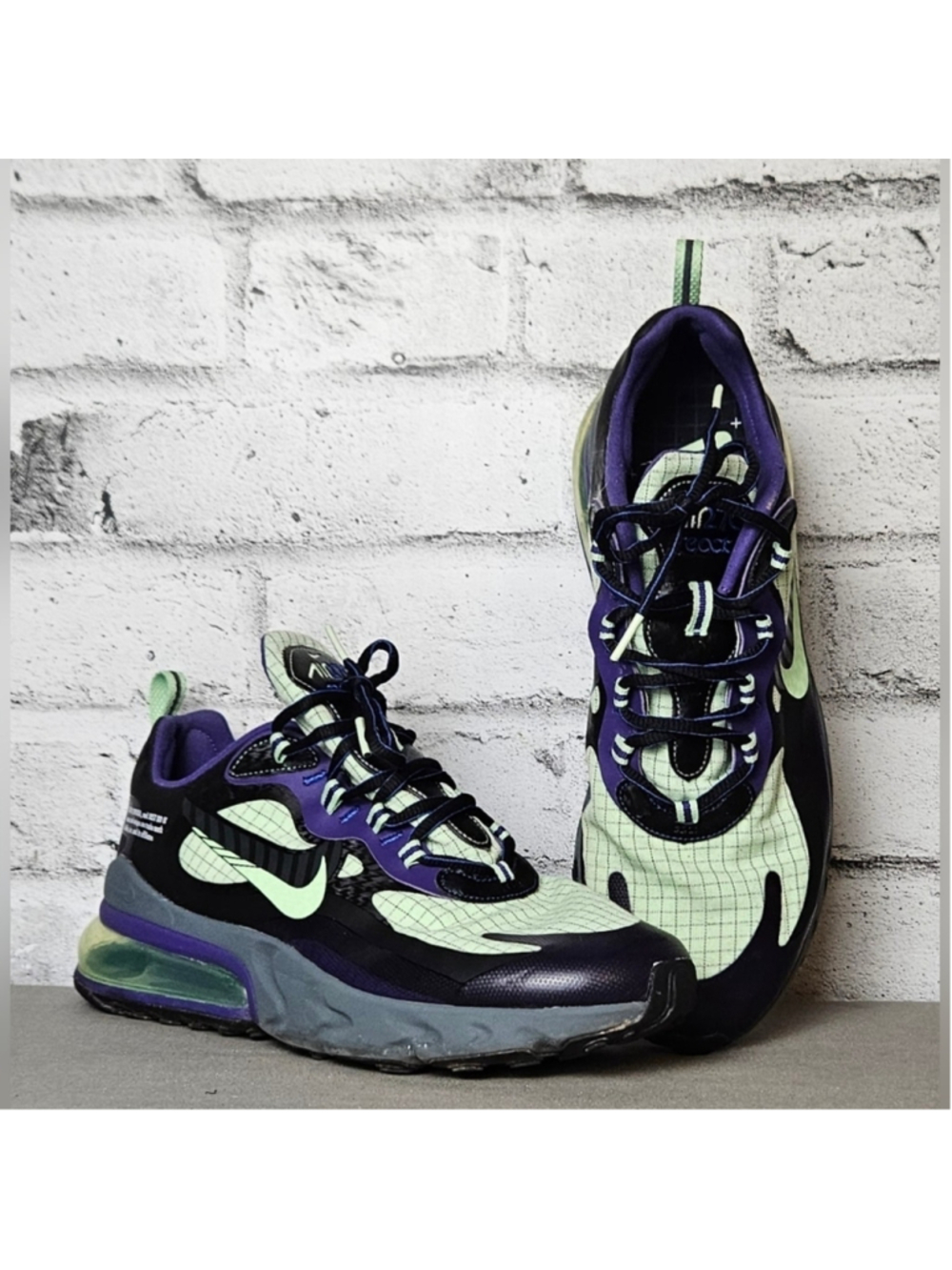 Nike Air Max 270 React Sneakers Mens 10 Purple Green Black CT1817-001